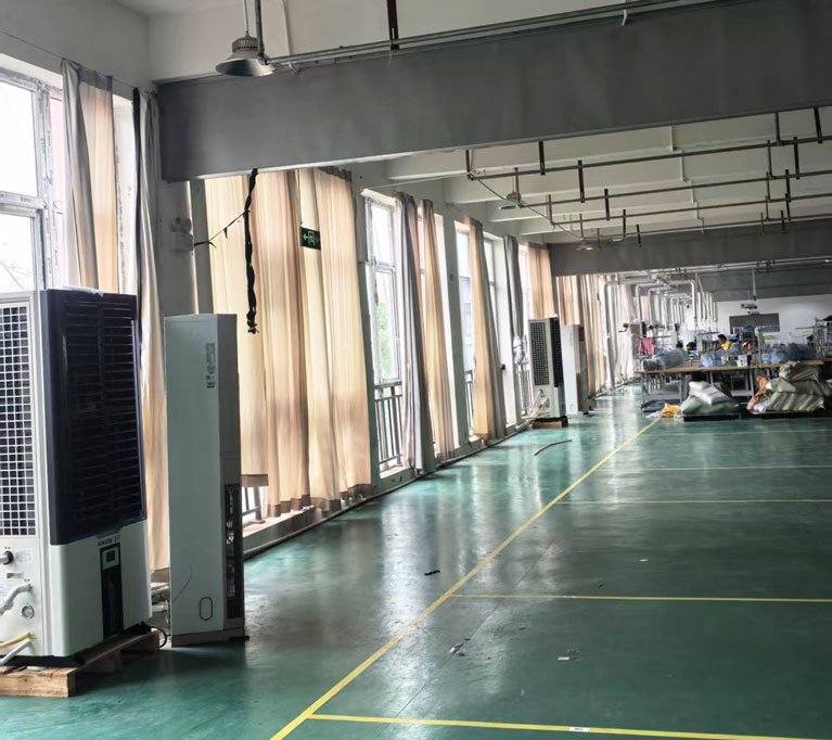 生產車間整體制冷降溫，安裝蒸發冷省電空調-立式軸流雙風口機型